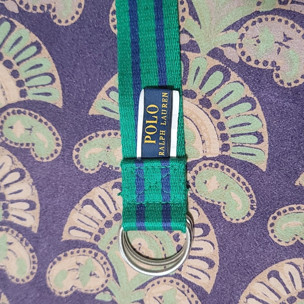 Polo Ralph Lauren D Ring Belt Green and Blue